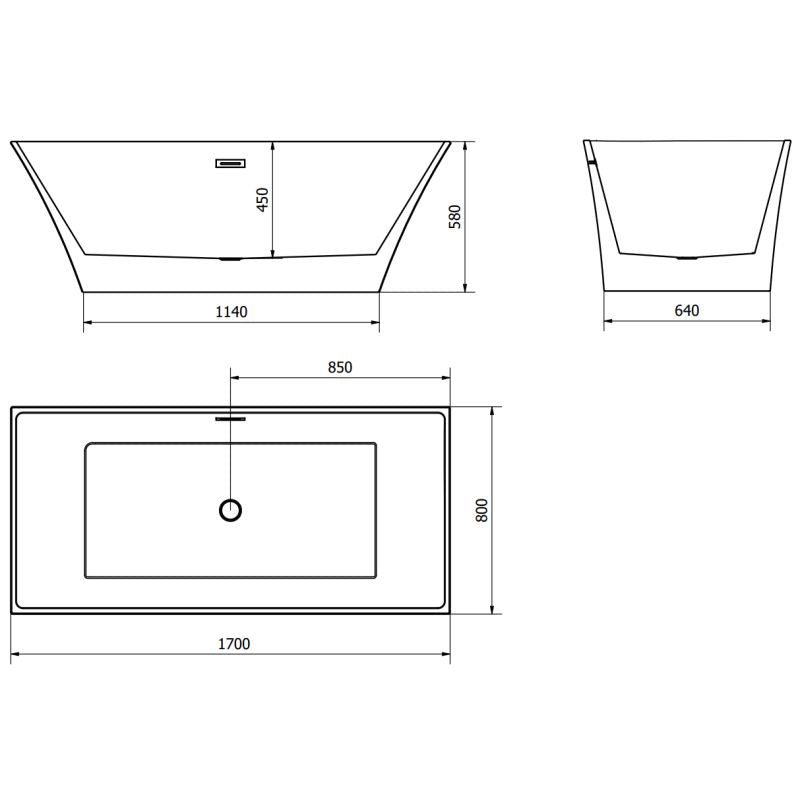 Fritstående badekar Mexen Ibiza 170 x 80 cm hvid 1 stk.