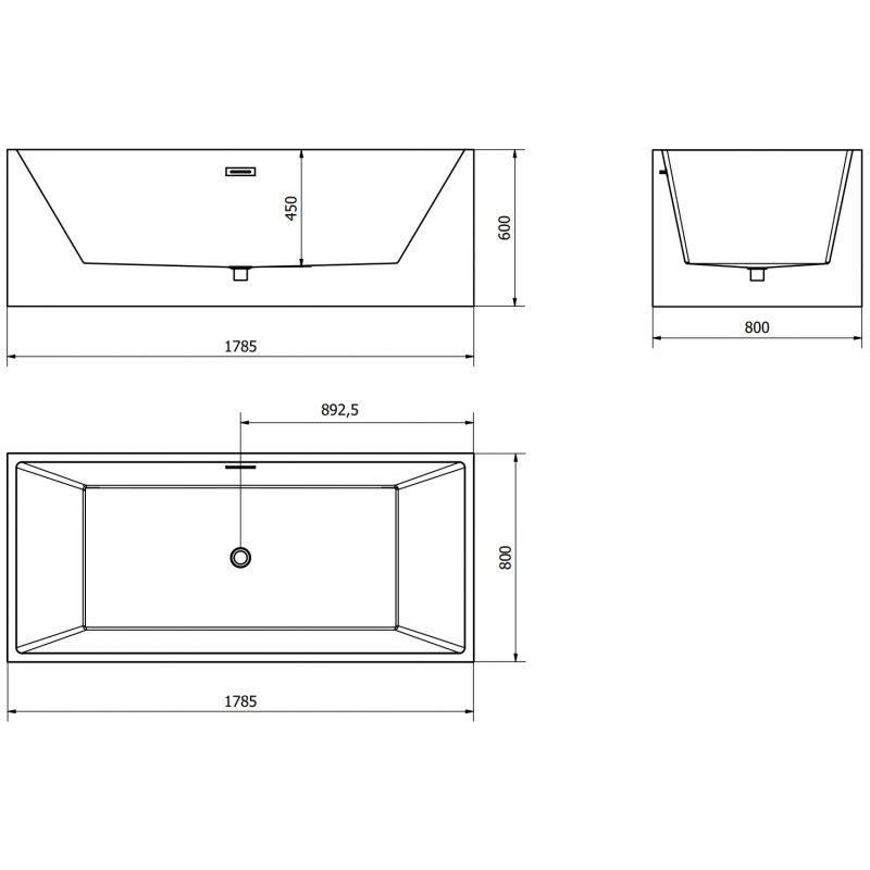 Fritstående badekar Mexen Vigo 178,5 x 80 cm hvid/sort med overløb i rosa guld 1 stk.