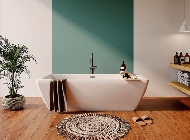 Fritstående badekar GoodHome Merkys 170 x 75 cm med 2 ryglæn i hvid