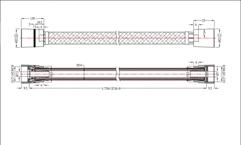 GoodHome PVC bruseforbindelsesslange 1,75 m mat-sort