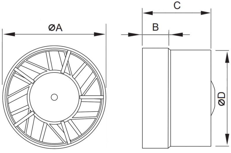 Mexen ZXR 120 mm hvid kanalventilator til badeværelse, 1 stk.