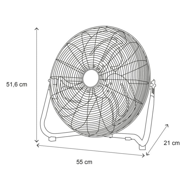 Gulvventilator 45 cm mat-sort
