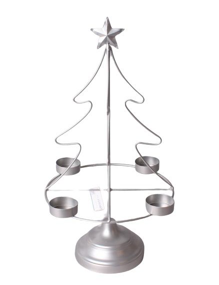 MONDEX SANTA metallysestage i juletrædesign 23,5 x 38 x 11 cm sølv, 1 stk.