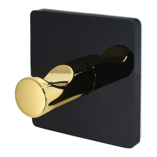 Bisk Style firkantet håndklædekrog sort/guld