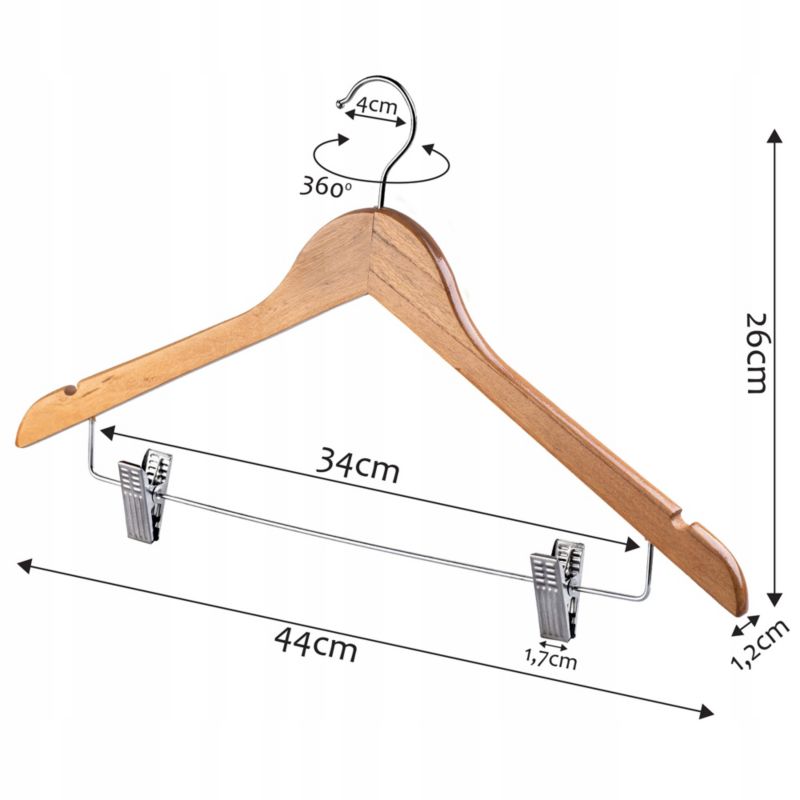 KADAX træbøjle med metalclips til tøj til garderoben