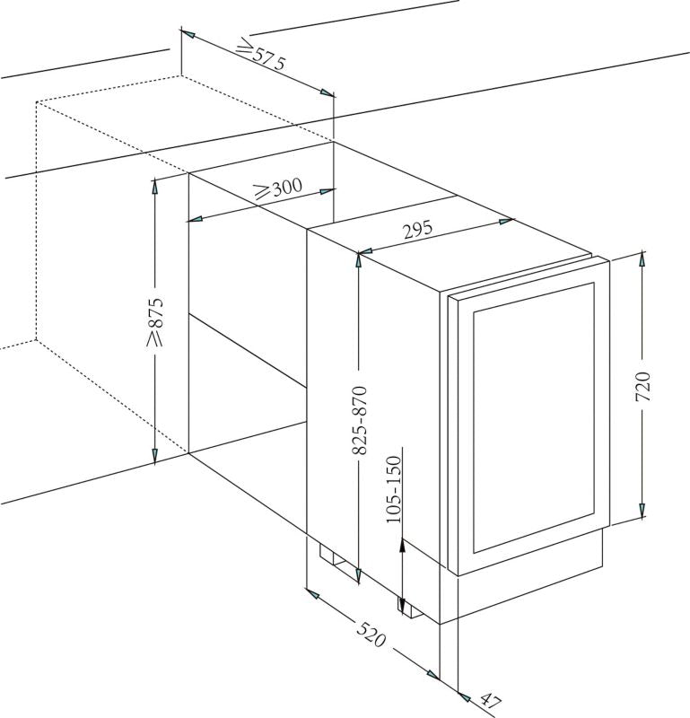 Indbygget vinkøleskab Cooke&Lewis 30 cm i rustfrit stål