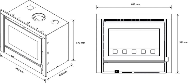 Pejseindsats Idelya 13,5 kW 68x57 cm Sort