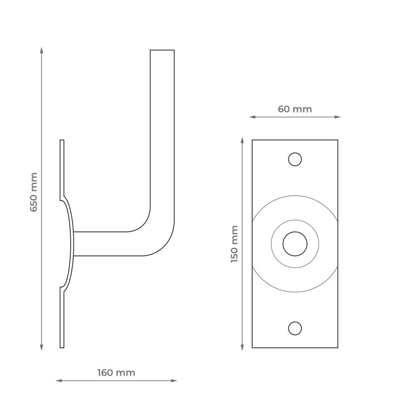 DPM Solid Polska vægbeslag med knæled til antenner 200-170 mm