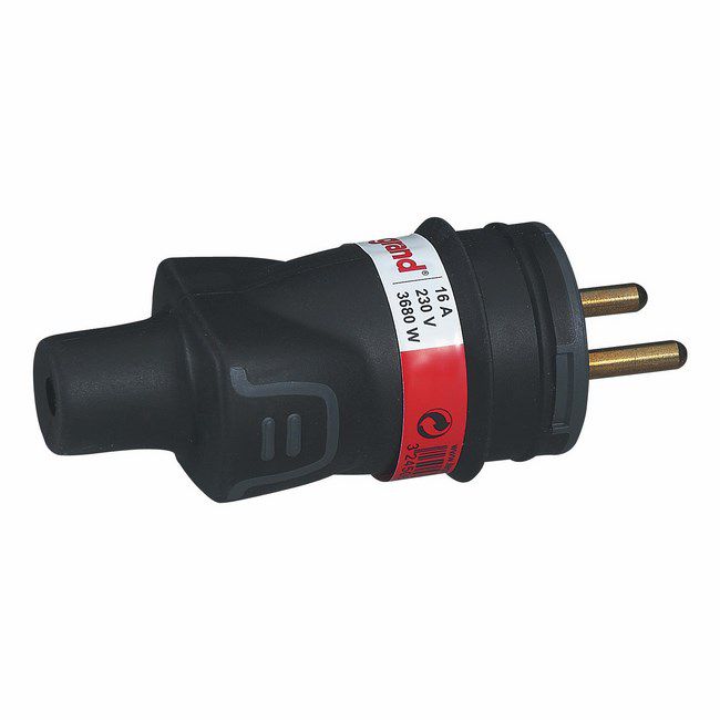 Legrand stikprop 2P+J i sort gummi