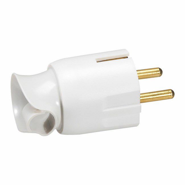 Legrand drejelig 2P+J stikprop i hvid