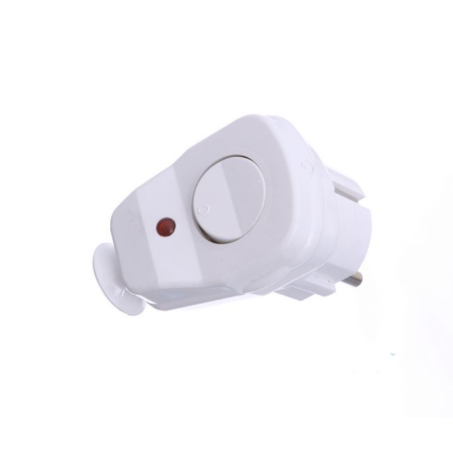 PCE vinklet enfaset stik med afbryder, diode og jordforbindelse i hvid