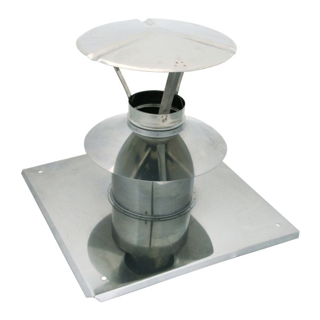 Spiroflex aftræk med tagplade 60/100 mm hvid