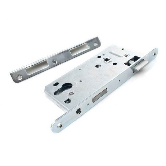 Indbygget lås Gerda 90 mm til cylinder, galvaniseret sølv