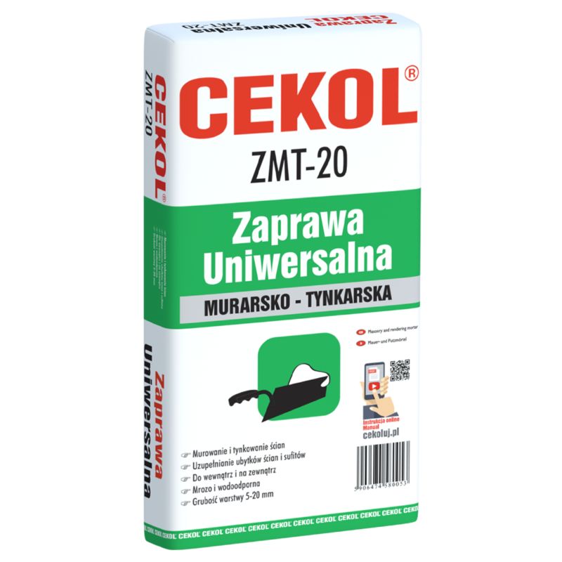 Universal mørtel til murværk og puds Cekol ZMT-20 5 kg