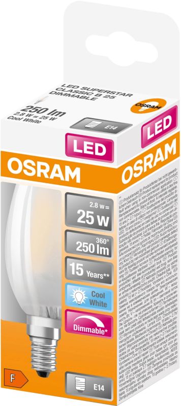 LED-pære B35 E14 250 lm 4000 K Mælkehvid Dæmpbar