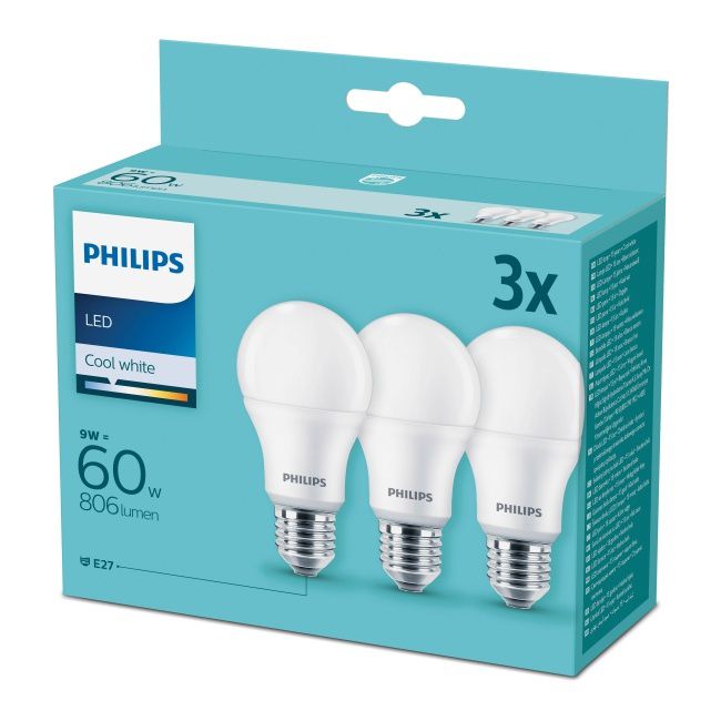LED-pære A60 E27 806 lm 4000 K 3 stk.
