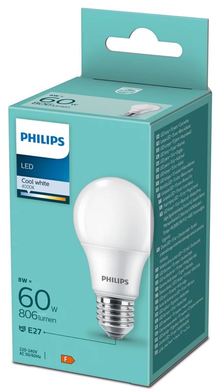 LED-pære A60 E27 806 lm 4000 K Hvid