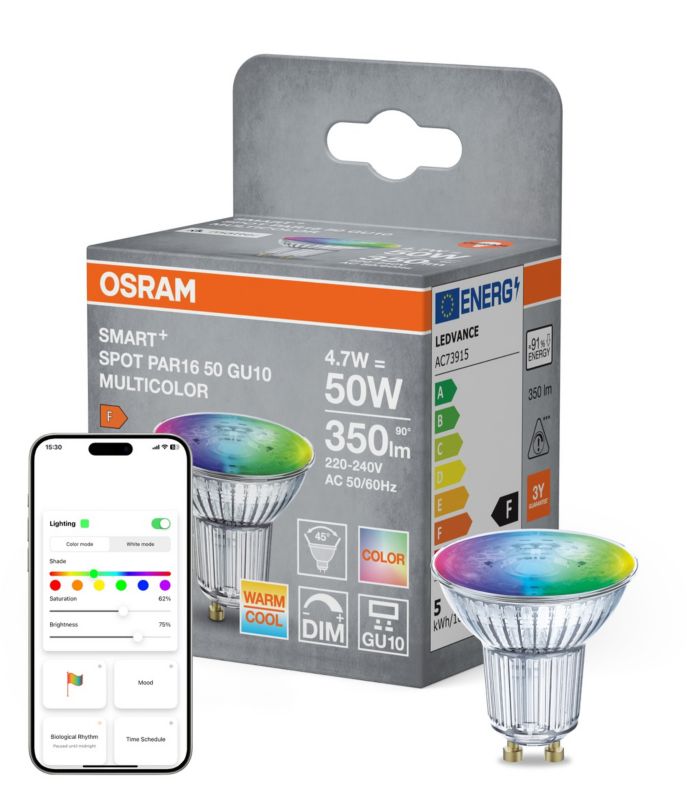 Smart LED-pære GU10 350 lm RGBW