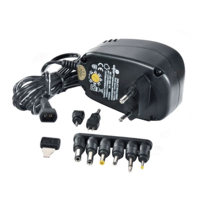 Stabiliseret strømforsyning DPM Solid 600 mA med 8 udskiftelige stik