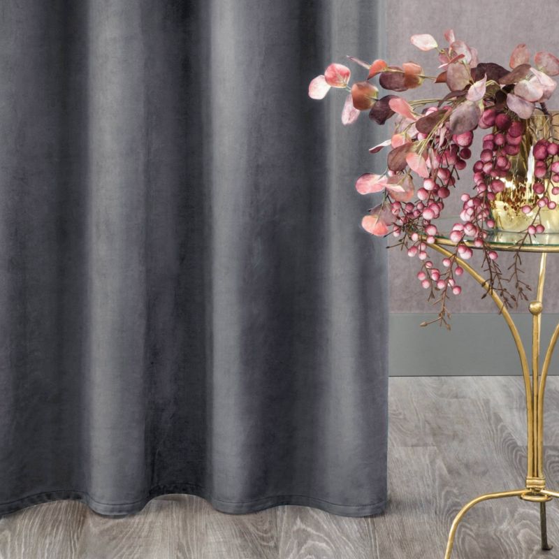 Rosa velourgardin 135 x 300 cm grafitgrå