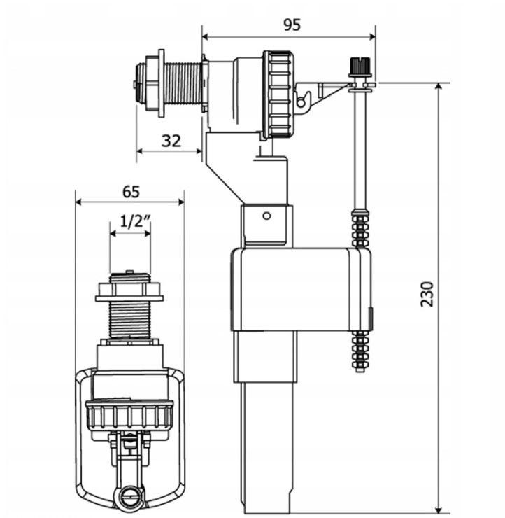 Påfyldningsventil til cisterne ZN2 KK-Pol 1/2 sideløb 1 stk.