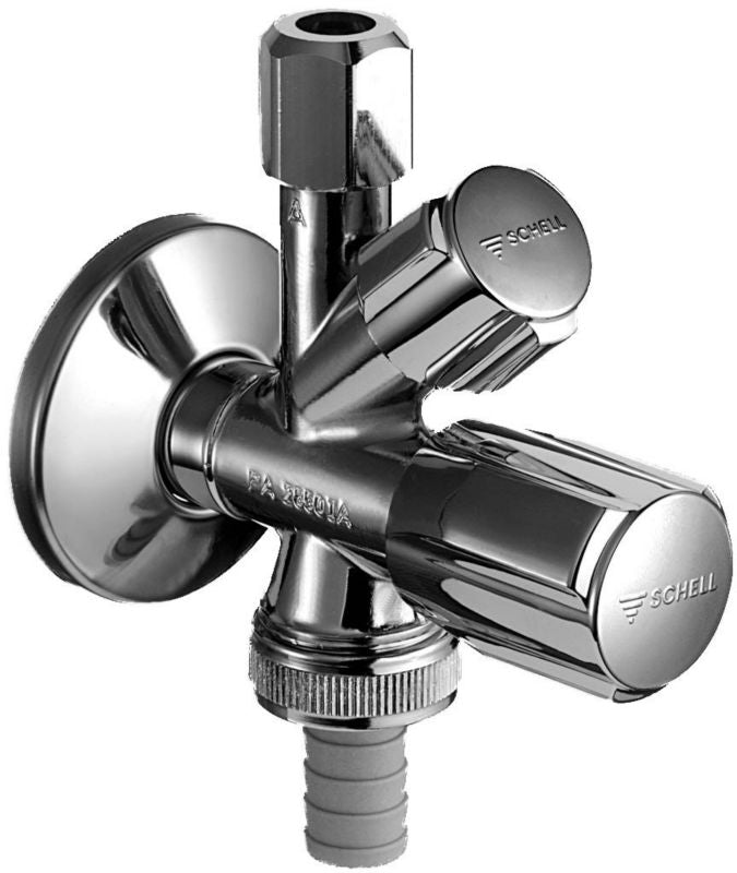 Kombinationsventil Schell med drejeknap 1/2" x 3/8" x 3/4"