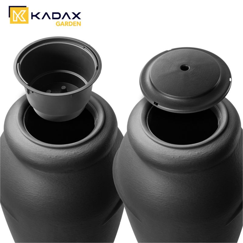 Regnvandstank KADAX 210L med hane og plantepotte, antracit, 1 stk.