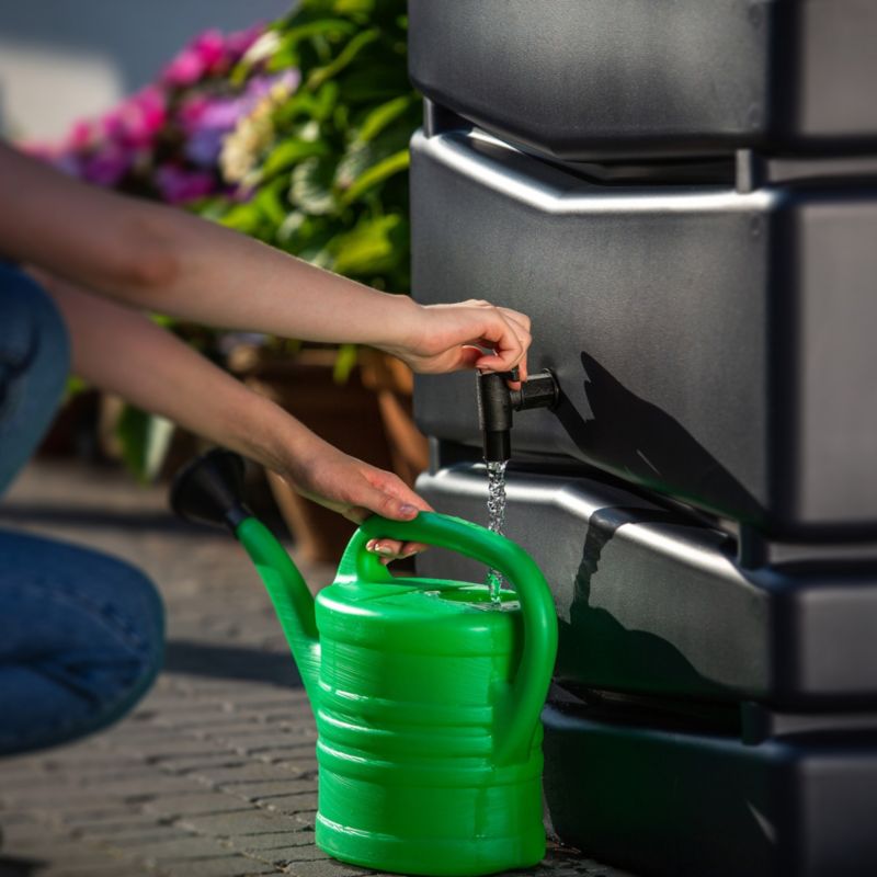 Regnvandstank Kadax 350L med hane i antracit - 1 stk.