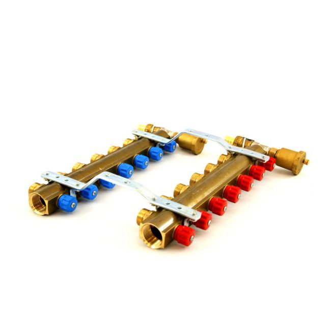 Modulært kollektor-sæt med 7 ventiler til gulvvarme