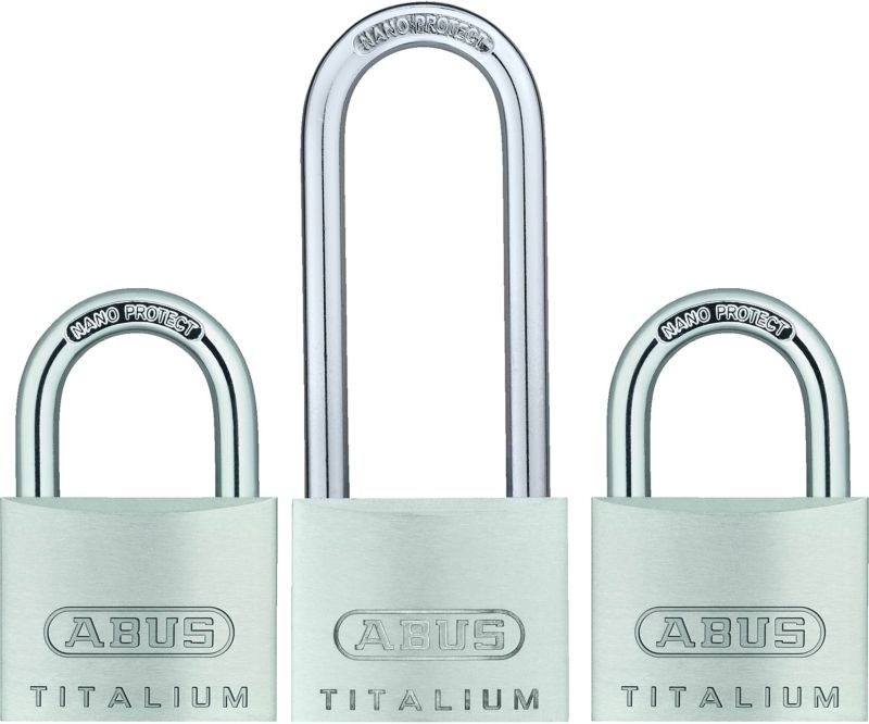 Sæt med 3 Abus bøjlelåse på 1 nøgle 40 mm HB63TB