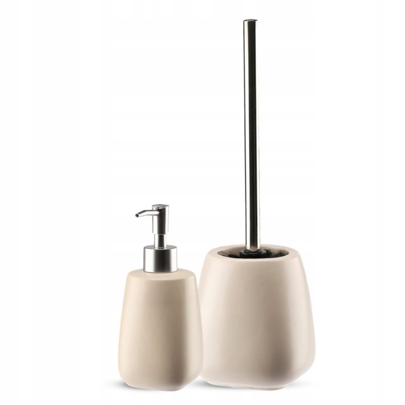 KADAX badeværelsessæt med beige sæbedispenser og børste, 2 dele