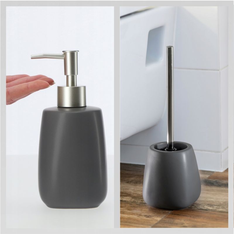 KADAX badeværelsessæt WC-børste og sæbedispenser grå 2 stk.