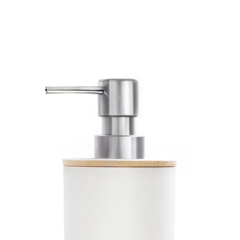 Badeværelsessæt Hvid Bambus Tandbørsteholder og Sæbedispenser 18x9,5x16,5 cm