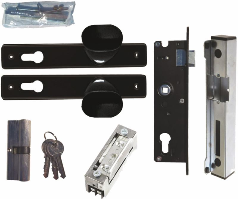 Sæt med elementer til låge med elektrisk lås