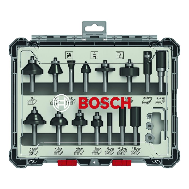 Bosch PRO fræsesæt 8 mm, 15 dele