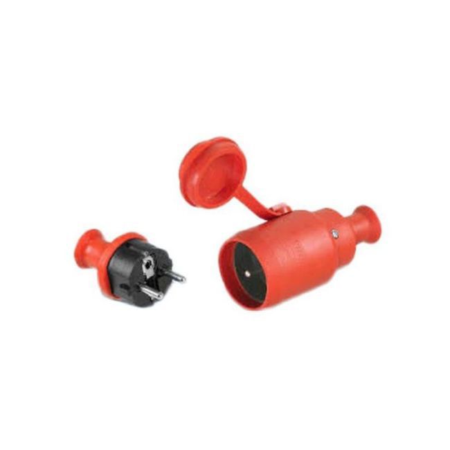 Sæt med 16 A IP44 stikkontakt og stik i orange