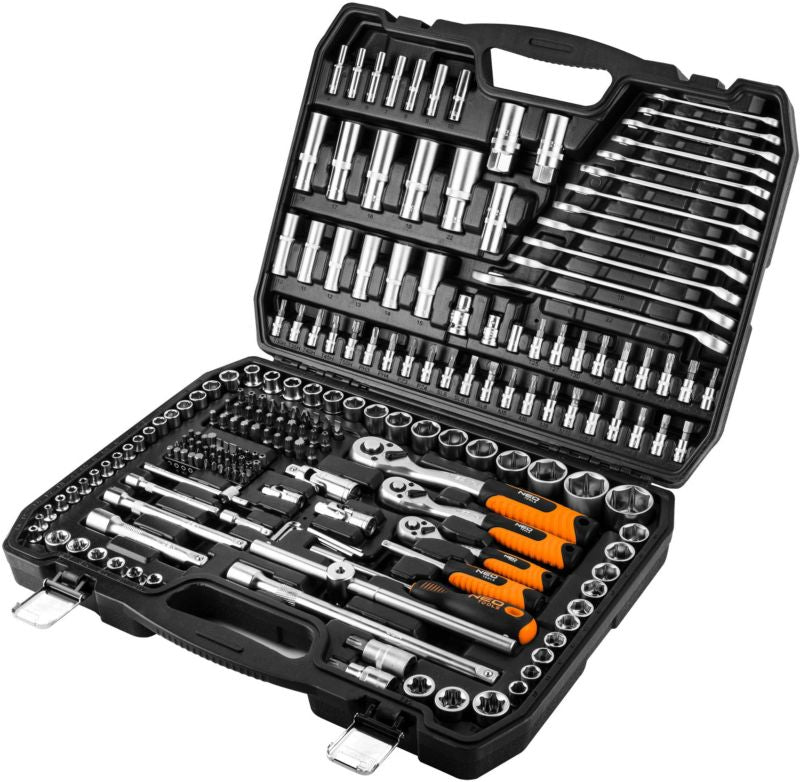 NEO sæt med skruenøgler 1/2" 3/8" 1/4" – 216 dele