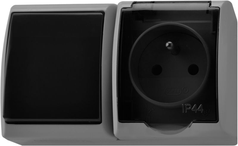 Ospel Fala gråt sæt med afbryder og stikkontakt til overflademontage