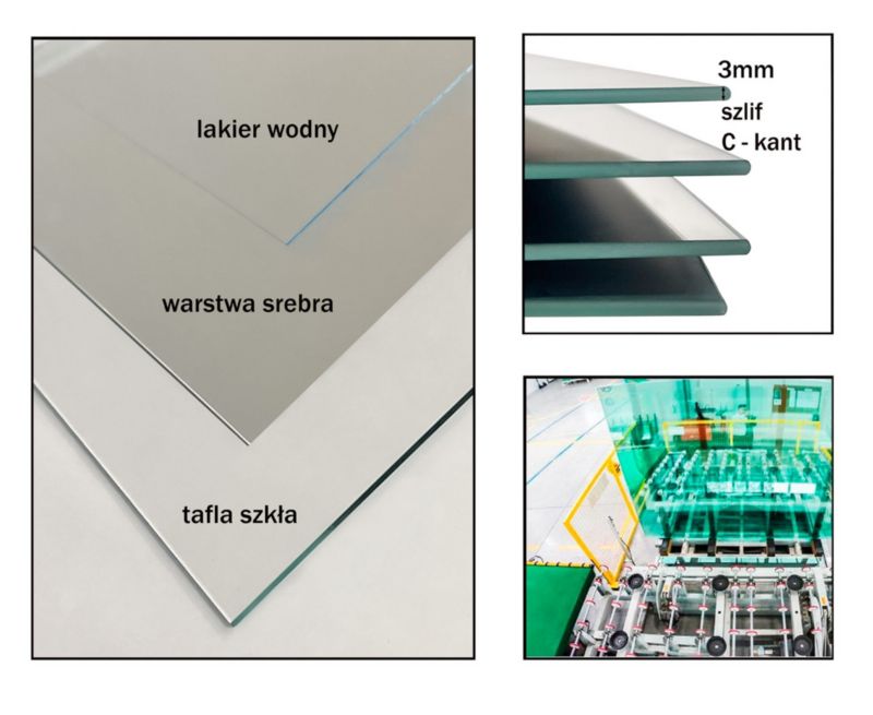 Sæt med 8 kvadratiske spejle BD ART til selvklæbning 30 x 30 cm, slebet kant