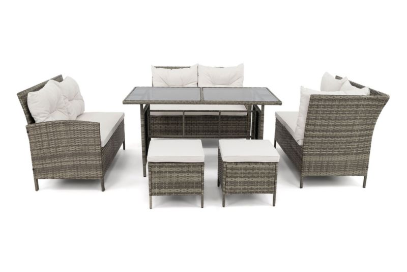 Havesæt MebleMWM 1092 i grå teknorattan med lysegrå puder, 1 sæt