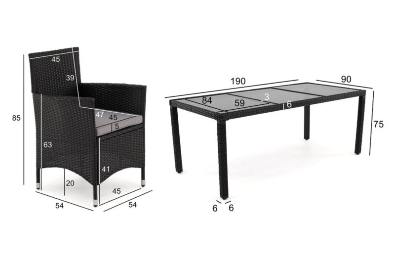 MebleMWM Barcelona havemøbelsæt i grå teknorattan, 1 sæt