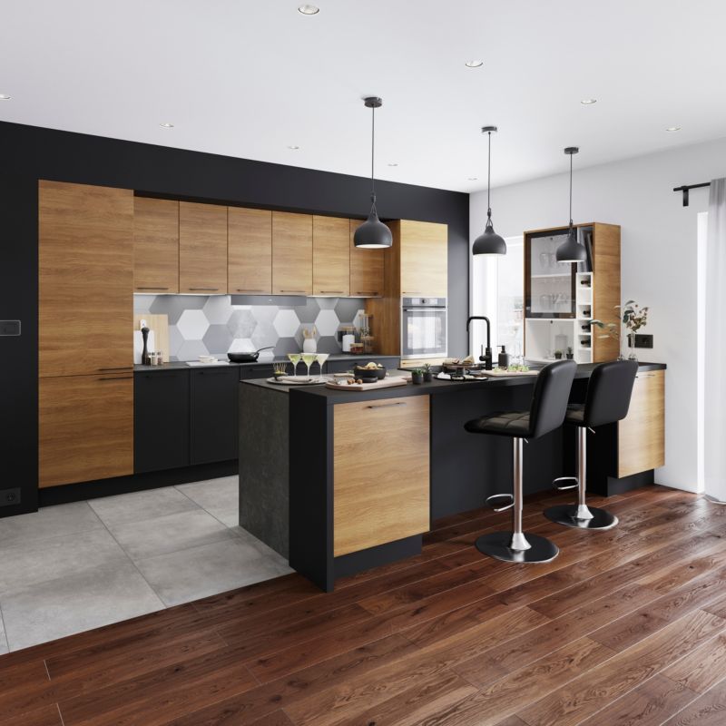 Udskiftelige paneler til højt skab GoodHome Pasilla 57 x 219 cm mat‑sort