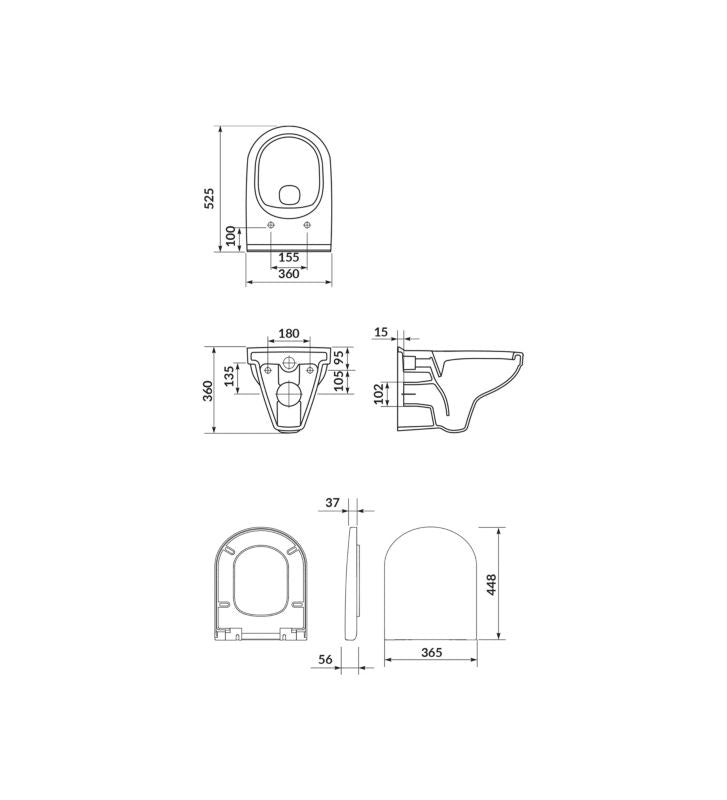 Indbygget WC-sæt Cersanit Zip uden skyllekant med krom soft-close sæde
