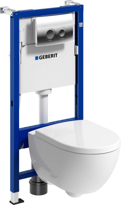 Indbygget Geberit Delta 25 light oval rimless toiletpakke med softclose sæde i krom