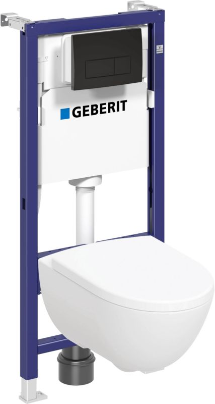 Geberit Delta 50 light oval indbygget WC-sæt uden kant med sort sæde og soft-close