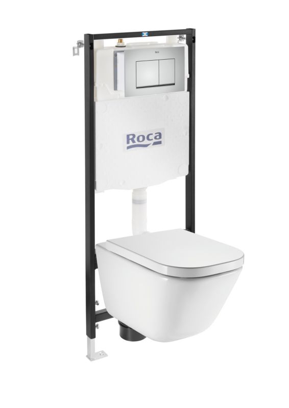 Indbygget WC-sæt Roca Gap Active One AC1 uden kant med soft-close sæde og krom knap