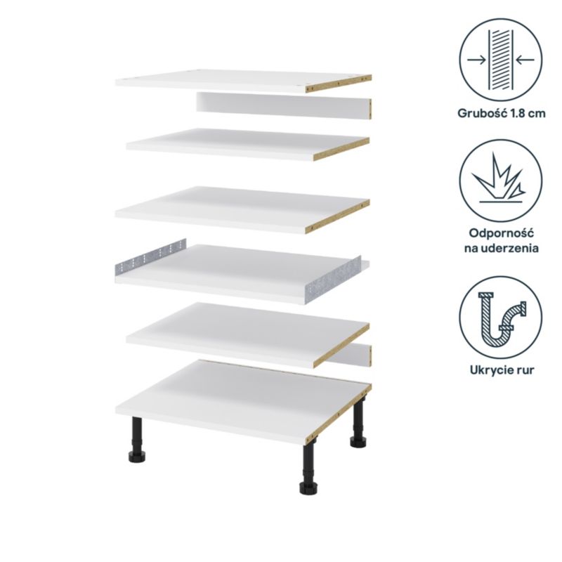 GoodHome 60 cm sæt med hylder til højskab til hårde hvidevarer