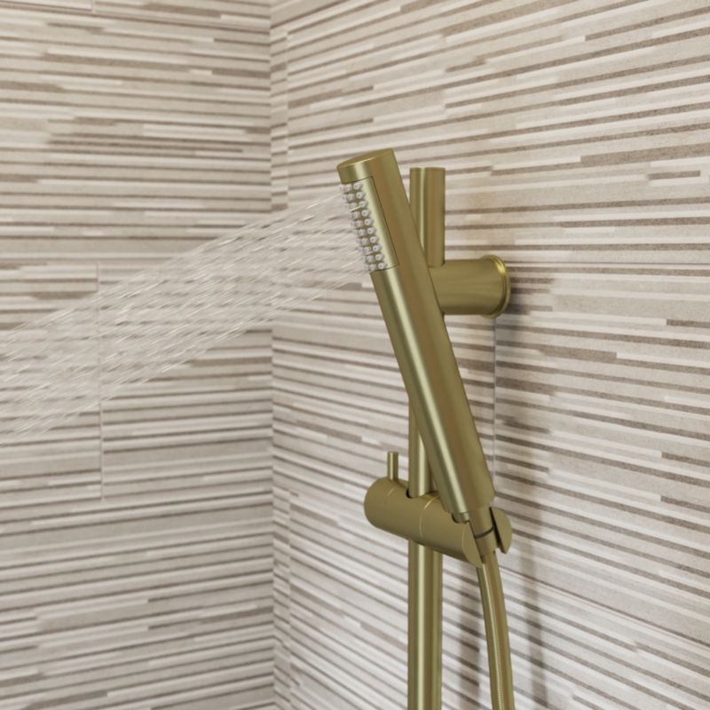 GoodHome Owens 1-funktions gulvbrusesæt i børstet guld