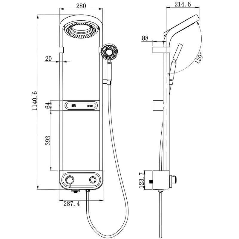 Mexen 78106-70 Peak sort overflademonteret brusesæt 1 stk.