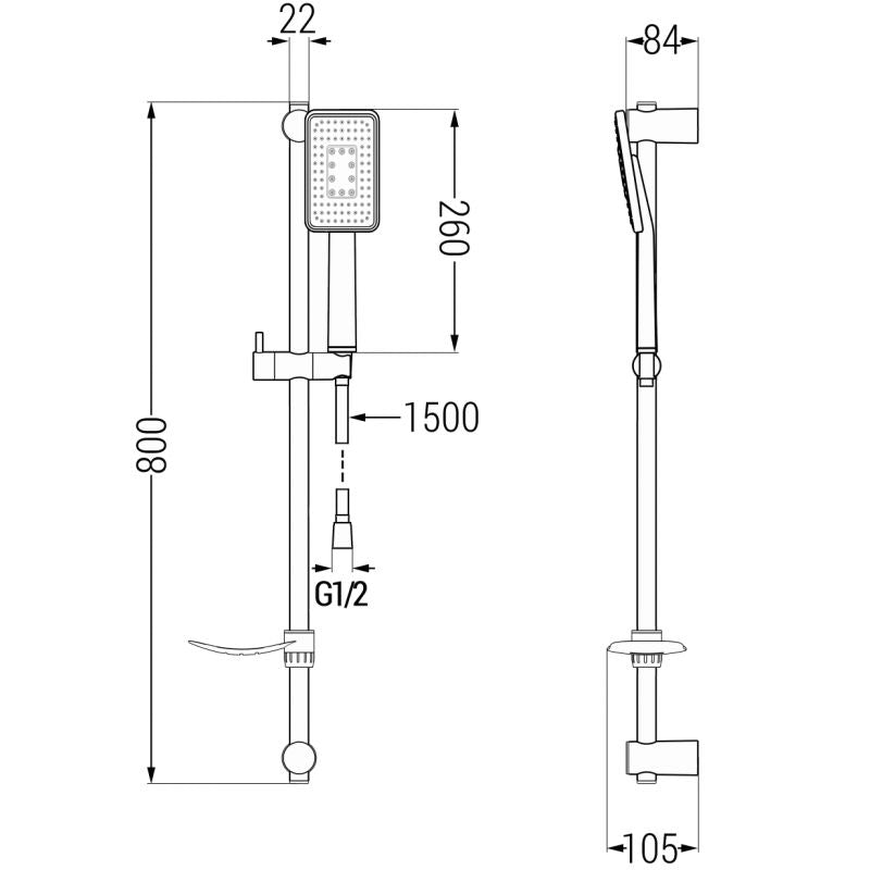 Mexen Alfa DF54 brusesæt hvid/krom 1 sæt